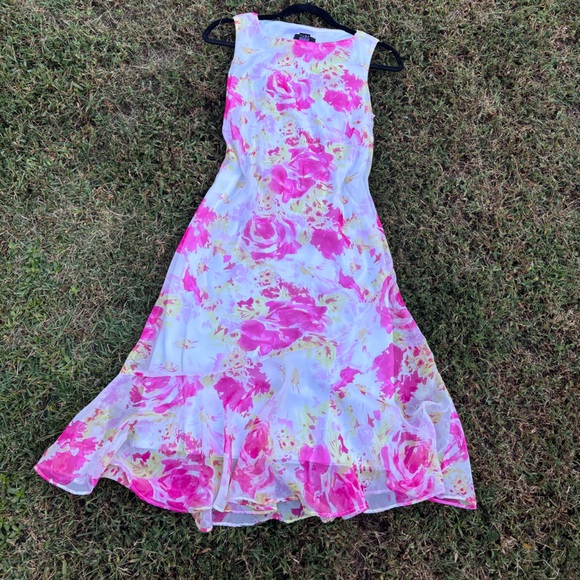 Y2K Scarlett Floral Fit & Flare Dress Pink White 5/6 - Picture 10 of 10